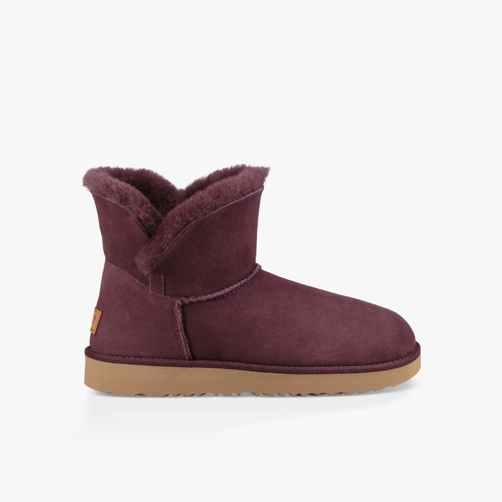 Bottes Classic UGG Classic Cuff Mini Femme Bordeaux Soldes 492NKPZD